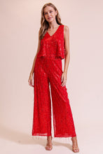 Load image into Gallery viewer, Sequin Fringe V Tank -Red