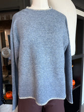 Load image into Gallery viewer, Wool Blend Whip Stitch Sweater Dusty Blue