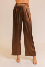 Load image into Gallery viewer, Satin Wide Leg Pant- Chocolate