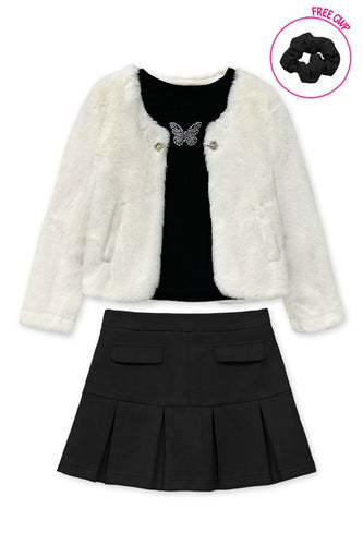 Girls Faux Fur Jacket- White