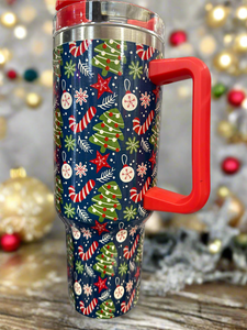 40 oz Christmas Tumbler - Navy Jolly