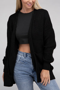 Low Gauge Waffle Open Cardigan Sweater