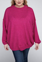 Load image into Gallery viewer, Plus Oversized Round Neck Raw Seam Melange Sweater