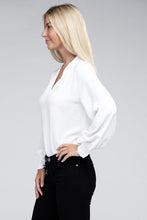 Load image into Gallery viewer, Woven Airflow V-Neck Long Sleeve Top