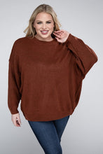 Load image into Gallery viewer, Plus Oversized Round Neck Raw Seam Melange Sweater