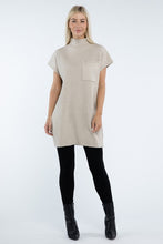 Load image into Gallery viewer, Mock Neck Short Sleeve Sweater Dress with Pocket