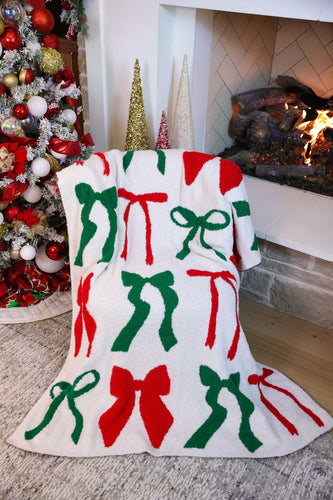 Pre-Order Classic Christmas Bow Blanket