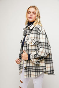 MULTI COLOR PLAID PATCHED SHIRT JACKET