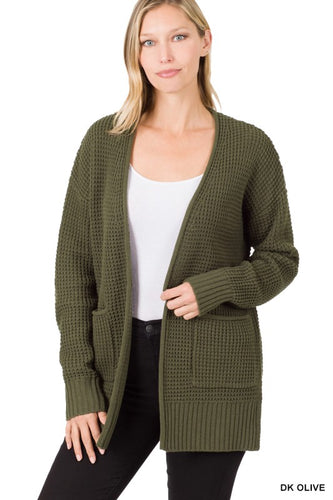Sweater Cardigan-Dk Olive