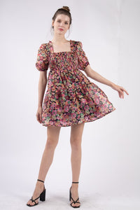 Emila Organza Dress- Black Floral