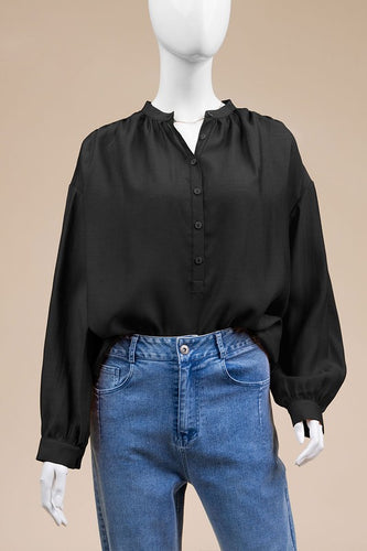 Basically Chic LS Blouse -Black