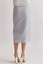 Load image into Gallery viewer, High Waisted Ruched Midi Skirt -Blue