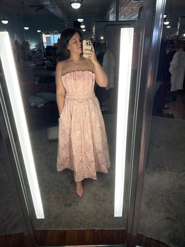 Jaquard Strapless Midi-Blush