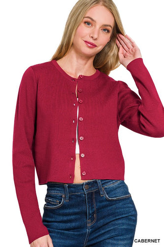 7 Button Cardi Sweater- Canernet