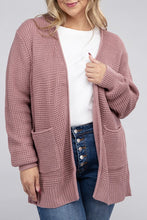 Load image into Gallery viewer, Plus Low Gauge Waffle Open Cardigan Sweater