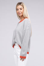 Load image into Gallery viewer, Contrast Trimmed Striped Pullover Knit