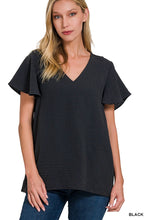 Load image into Gallery viewer, Airflow Flutter Sleeve Blouse - Black