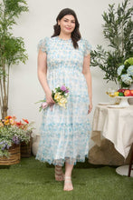 Load image into Gallery viewer, Chiffon Smocked Blue Florals Dress