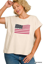 Load image into Gallery viewer, Curvy Patchwork Flag Tee- Sand
