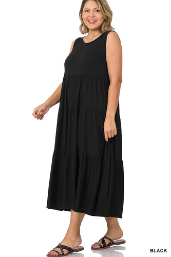 Curvy Gal Tiered Maxi Dress - Black
