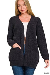 Melange Sweater Cardigan - Black