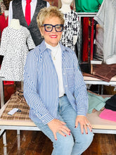 Load image into Gallery viewer, Striped Poplin Shirt- Blue