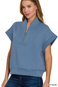 Scuba SS Half Zip- Dusty Blue