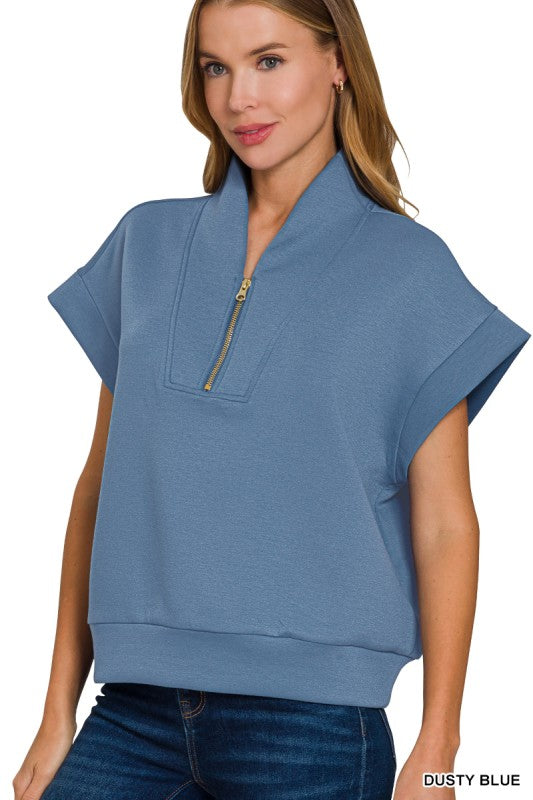 Scuba SS Half Zip- Dusty Blue