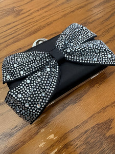 Glitz Bow Black Evening Bag