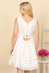 Uptown Girl Striped Dress- White