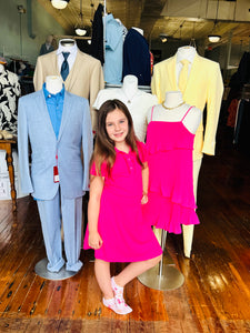 Ruffled Polo Dress-Hot Pink