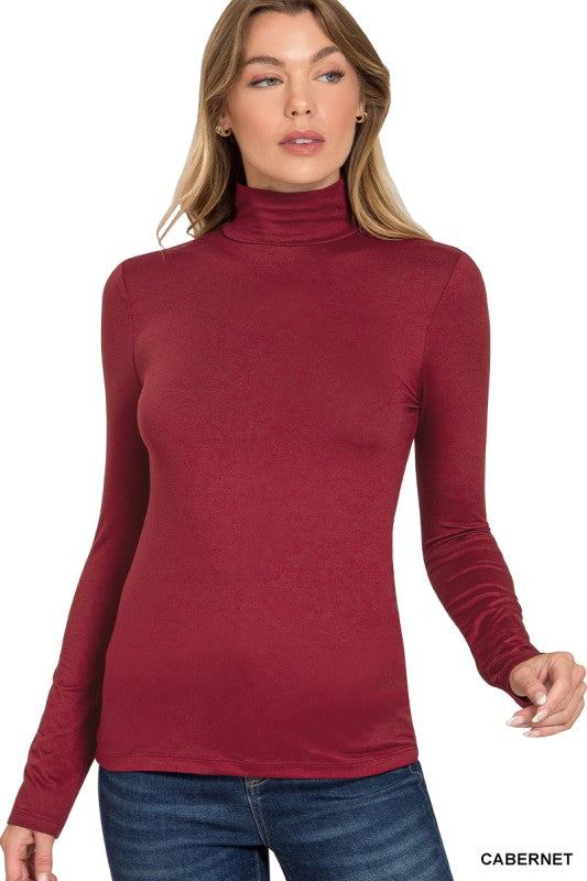 Basic Buttery Soft Turtle Neck - Cabernet