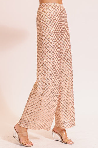 Sequin Satin Pant- Gold