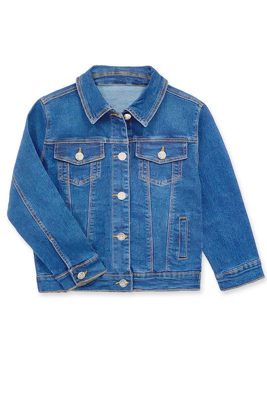 Girls Stretch Denim Jacket -Medium Wash
