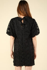 Audrey 3D Floral Dress- Black