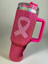 Load image into Gallery viewer, 40 oz Bedazzled Tumbler -Pink Breast Cancer