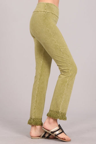 Pull-On Cropped Fringe Pant - Pear
