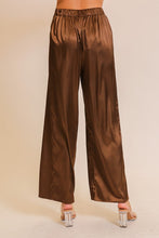 Load image into Gallery viewer, Satin Wide Leg Pant- Chocolate