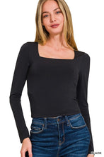 Load image into Gallery viewer, Square Neck Fitted LS Tee -Black