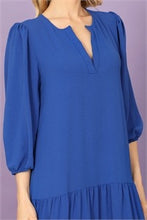 Load image into Gallery viewer, Tiered 3/4 Sleeve Midi Dress - Blue