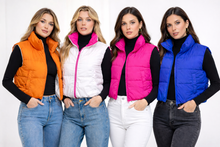 Load image into Gallery viewer, Cropped Puffer Vest- Off White/Pink