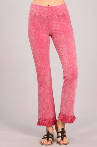Pull-On Cropped Fringe Pant - Pink