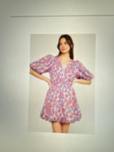Load image into Gallery viewer, Run the Roses Mini Dress - Pink/Blue