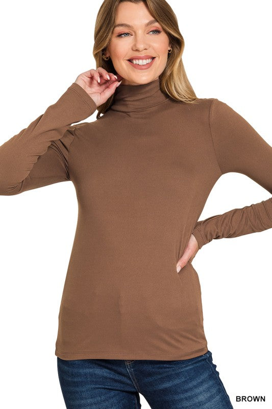 Basic Buttery Soft Turtle Neck -Brown