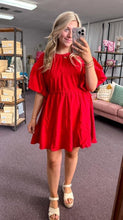 Load image into Gallery viewer, Draw String Waist Dress- Red