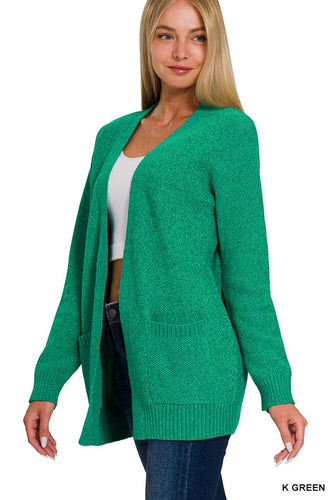 Melange Sweater Cardigan - Kelly Green