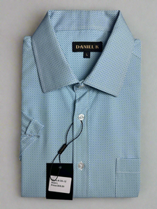 SS Button Up Shirt- Aqua White