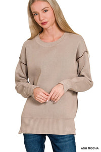 Jo Jo Contrast Sweater- Mocha/Brown