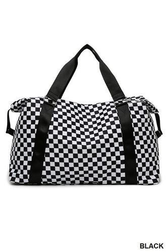 Game Day Travel Tote -Black/White Check