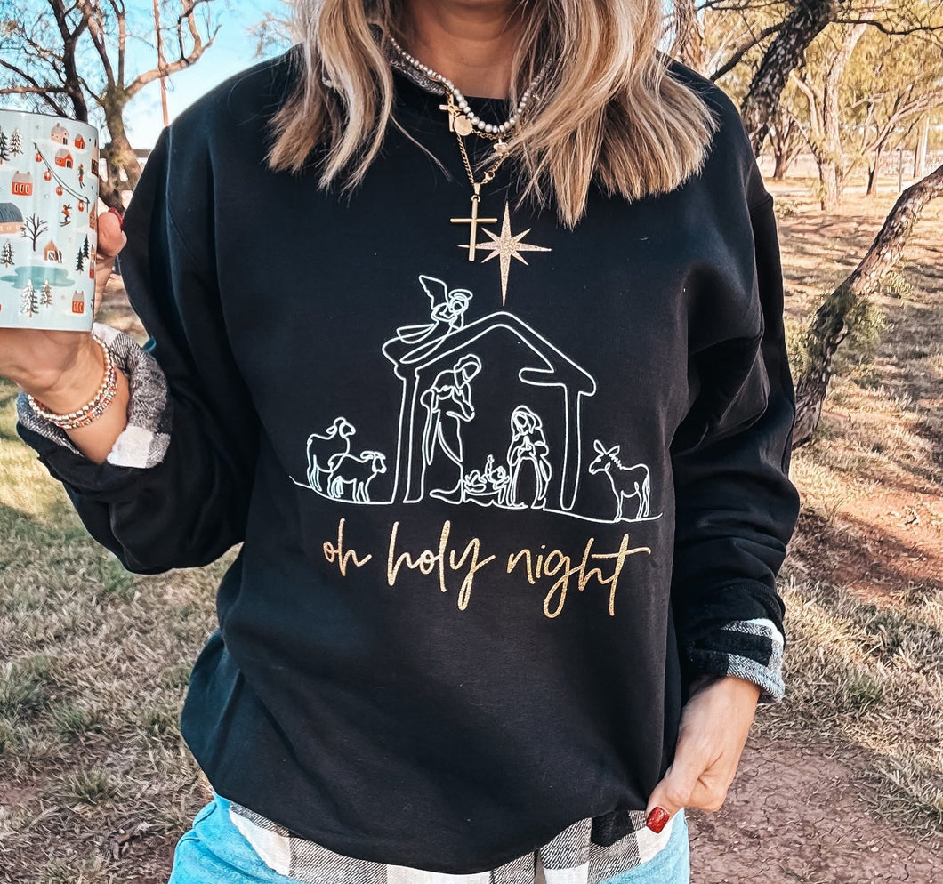 Oh Holy Night Sweatshirt- Black